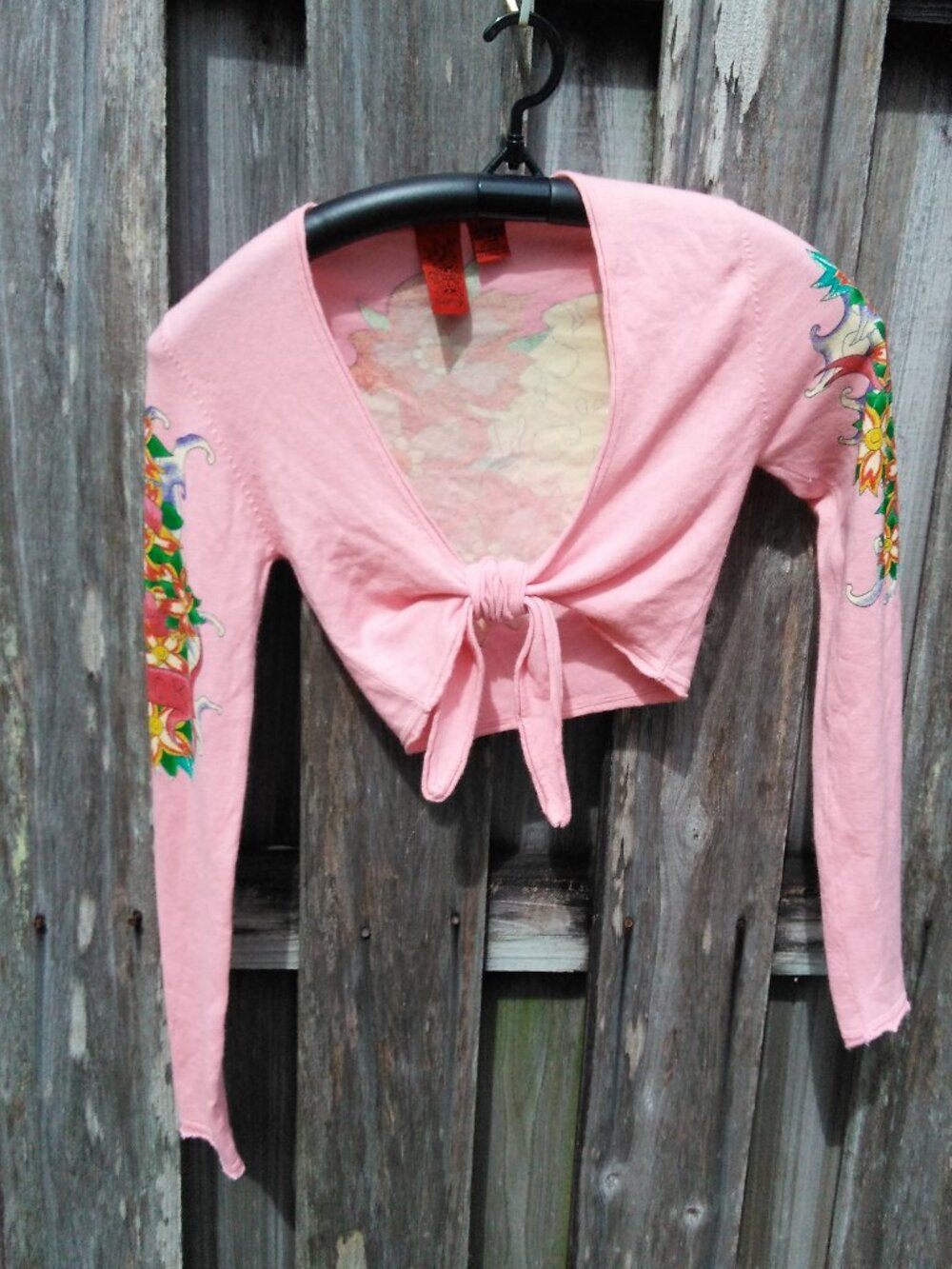 A & G Amal Guessous cashmere front tie crop sweater top M